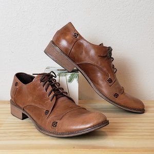 Charles David tan leather cap toe oxfords 8.5
